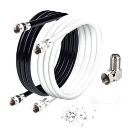 Elecan 6 Ft/2 Pack RG6 Coaxial Coax Cable Connectors Set, Quad Shielded High-Speed Internet 3 GHZ, Broadband Digital TV Aerial, Soft Satellite Cable Extension Double Rubber O-Ring+ Adapter+Ties+Clips