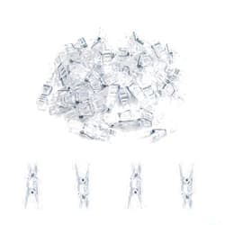 GALIREN 128 Pieces Mini Transparent Plastic Clear Clips, Binder, Photo Clips, Clothespins Clip