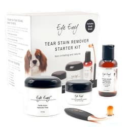 Eye Envy Dog Tear Stain Remover Starter Kit with ProPowder Brush | Stain Solution, Applicator Pads, Stain Powder and Small Applicator Brush | Lasts 30-45 days