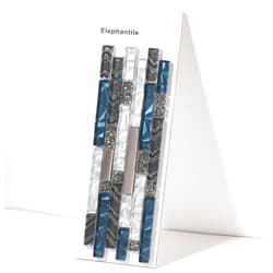 Elephantile Teal Blue Glass Mosaic Tile Linear Backsplash for Kitchen Bathroom Wall [Sample 4x12 Inches]
