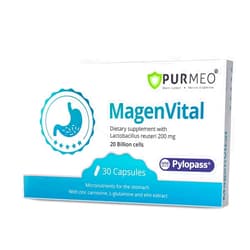Purmeo 5 in 1 High Potency H. Pylori Treatment Probiotics - 1 Per Day - Gastritis, Acid Reflux, Heartburn Relief, Stomach Lining Repair - Pylopass Lactobacillus Reuteri - No Refrigeration Needed