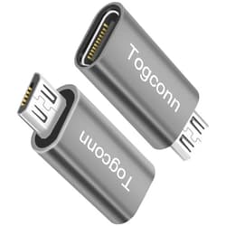 Togconn USB C to Micro USB Adapter 2 Pack, USB Type-C (Female) to Micro USB (Male) Convert Connector Support Charge & Data Sync Compatible with Galaxy S7 Edge, S6, Nexus 6/5 and Other Micro Devices