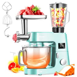 VIVOHOME 9 in 1 Multifunctional Stand Mixer with Fermentation, 6 Speed 7.5 Quart Kitchen Electric Food Mixer with Timer, Meat Grinder, Juice Blender, Vegetable Slicer, Pasta and Cookie Maker, Blue