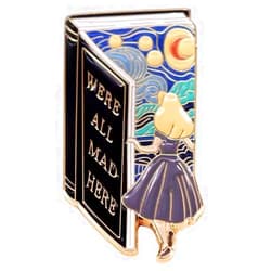 Pinsphere We're All Mad Here Book Enamel Pin, Alice in Wonderland Starry Night Design, 1.38 x 0.75 inch