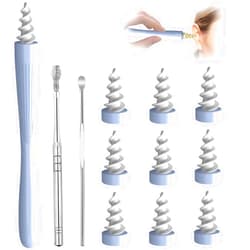 Toeah 3 in 1 Ear Wax Removal Tool, Q-Grips Ear Wax Removal Reusable Washable Replacement Soft Silicone Tips for Cleaner Earwax, Ear Wax Removal Kit Contains 3 Types of Ear Cleaner