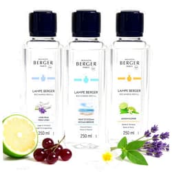 Maison Berger Fresh Trio Lampe Berger Refills - Ocean Breeze (Marine/Floral), Fresh Linen (Clean/Cotton), Lemon Flower (Citrus/Bright), 3x250 ml, Air Pur System ~120 Evenings - Lamp Sold Separately
