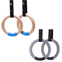 PACEARTH Wooden Gymnastics Rings, ABS Gymnastic Rings 1500/1000lbs with Adjustable Cam Buckle 14.76ft Long Straps