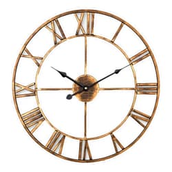 QJZZO Silent Wall Clock European Retro Clock with Roman Numerals Non-Ticking Sound Metal Skeleton Decorative Clock Suitable for Home Kitchen Cafe Hotel Office Decoration-60