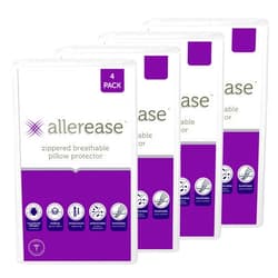 Aller-Ease Set of 4 Standard/Queen AllerEase Pillow Protectors - Temperature Balancing, Allergist Recommended - Premium Breathable, Zippered Protectors