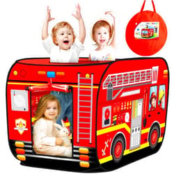 Britik Pop up Play Tent for Kids Aged 1-3 Years Old Boys and Girls : Fire Truck Tent Playhouse Toy Play Tents for Toddlers 3-5 Kids Tent Indoor Outdoor Playhouse Toys for 1 + Year Old, Fire Truck