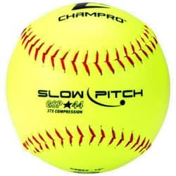 Champro Game ASA Slow Ptich .44 COR, 375 Compression, Poly Synthetic Cover, Red Stiches (Optic Yellow, 12-Inch), Pack of 12