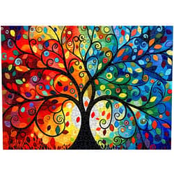PICKFORU Tree of Life Puzzles for Adults 1000 Pieces Hard, Impossible Difficult Challenge Jigsaw Puzzles, Rainbow Art Gradient Puzzle, Colorful Puzzles of Paintings