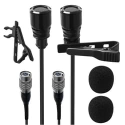 Akoree 2 Pack Lavalier Lapel Microphone Super Cardioid Mic for Audio-Technica Unidirectional Condenser Clip-on Lapel Mic Hirose 4 Pin Plug Connector Voice Amplifier