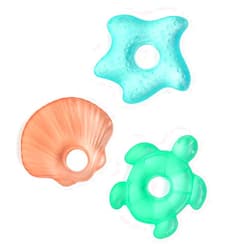 Itzy Ritzy Water-Filled Teethers - Cold Cutie Coolers Textured On Both Sides to Massage Sore Gums & Emerging Teeth - Can Be Chilled in Refrigerator, Set of 3 Seaside Water Teethers