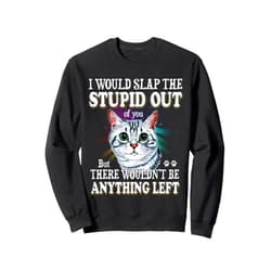 Cats 365 Funny Cat Lover I Would Slap The Stupid Out Of You Design Sweatshirt