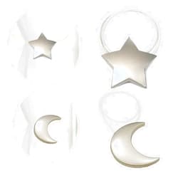 Jingewell Magnetic Curtain Tiebacks 1 Pair Curtain Clips Rope Holdbacks Moon and Star Shape Window Curtain Tie Backs Silver for Home Office Art Decorative Drapes