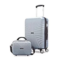 Samsonite Hers N Hers Luggage with Spinner Wheels, 2-Piece Set (BeautyCrate plus Carry-On), Brushed Silver 2-Piece Set (BeautyCrate plus Carry-On) Brushed Silver