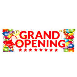 Tatuo Grand Opening Banner, 3 x 10 ft New Store Grand Opening Sign and Rope, Oxford Cloth Grand Opening Party Supplies, Large Advertising Opening Backdrop Decor for Shop Ceremony(Cute Style)