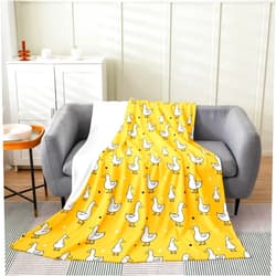 Erosebridal Cartoon Duck Bed Blanket for Kids Boys Girls,White Goose Throw Blanket Baby 30x40 inch,Lovely Stars Fleece Blanket,Farmhouse Rustic Animal Flannel Blanket Lightweight Warm