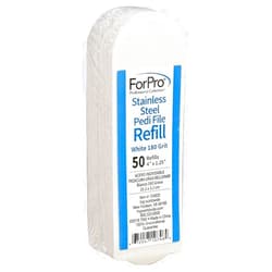 ForPro Professional Collection Stainless Steel Pedi File Refill, 180 Grit, White, EZ-Strip Peel Pedicure Refill Pads, 1.25” W x 4” L, 50-Count
