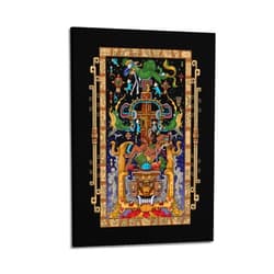 KJMN Mayan King Pakal Canvas Poster Ancient Mayan Astronaut Art Print Mexican Aztec Poster Poster for Room Aesthetic Posters & Prints on Canvas Wall Art Poster for Room 12x18inch(30x45cm)