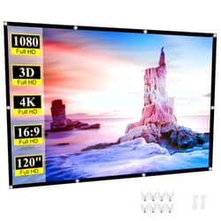 SKERELL Portable Projector Screen 120 inch Movie: Outdoor Projection Screens 4K HD Foldable Anti-Crease Indoor Hanging Wall Home Theater
