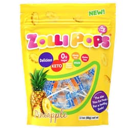 Zollipops Clean Teeth Lollipops | Anti-Cavity, Sugar Free Candy for a Healthy Smile - Great for Kids, Diabetics and Keto Diet Pineapple, 3.1oz