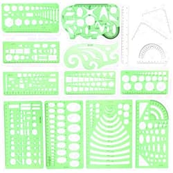 CFTfabMS 15Pcs Geometric Stencils Drawing Templates,Drawing Stencils Drafting Tools with Geometry Set,Circle,Curve Shape Stencils Drafting Tools for Drawing,Design