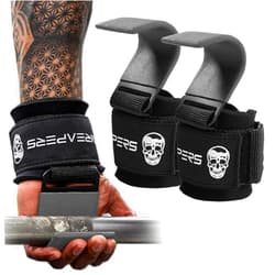 Gymreapers Weight Lifting Hooks (Pair), Heavy Duty Power Wrist Straps Hand Grip Support For Deadlifts, Pull Ups, Shrugs - Gym Gloves For Men and Women