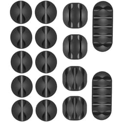 Shintop Cable Clips, 16 Pack Black Cord Organizer Adhesive Cord Management Wire Holder for Organizing Phones Chargers Desk Nightstand Car