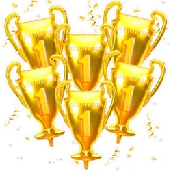 Sosation 6 Packs Gold Champion Foil Balloons Championship Foil Trophy The First Prize Sport Balloons Basketball Soccer Football Anniversary Birthday Games Party Decorations