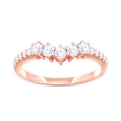 AFFY Wedding Bands for Women, 0.40 Carat (ctw) Round Shape Lab Grown Diamond Curved Chevron Wedding Band Ring In 14K Gold Over Sterling Silver Jewelry Gifts For Her