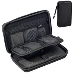 ProCase Large Hard Travel Electronic Organizer Case for MacBook Power Adapter Chargers Cables Tech Organizer Hard Drive USB Flash Disk SD Card Portable Electronics Accessories Bag -Black