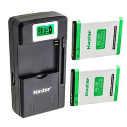 Kastar 2-Pack BL-5B Battery and Smart LCD Charger Replacement for Nok 2610 3220 3230 5140 5140i 5200 5300 5500 5500 Sport 6020 6021 6061 6070 6080 7260 7360 N80 N90 5070 6060 6120 Classic 6121