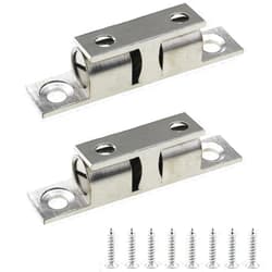 JianLing 2pcs Closet Door Ball Catch Cabinet Tension Latches Solid Brass Chromium Plated Adjustable Double Ball Tension Roller Catch Latch