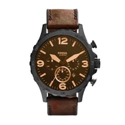 Fossil Men's Nate Quartz Watch, Oversized Stainless Steel Chronograph Watch for Men