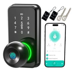 Linkthai Smart Door Lock with Knob, LinkThai Keyless Entry Fingerprint Lock with Touchscreen Keypad, Electronic Knob Digital Lock for Front Door, Easy Installation