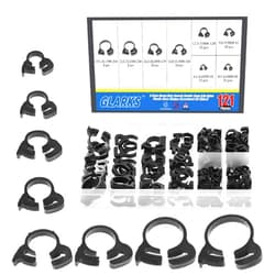 Glarks 121Pcs 8 Size Heavy Duty Black Double Gripping Nylon Hose Clamps Set, 6.1-26.1mm Plastic Snap Ratcheting Clamps Assortment Kit (Black 121Pcs)