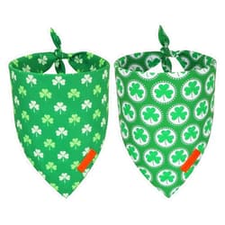 PTDECOR St.Patrick's Day Dog Bandana,Green Shamrock Reversible Holiday Dog Scarf, Multi Size, Triangle Irish Bandanas for Medium Large Pets (Large)
