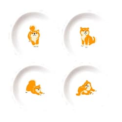 MISS TUTU 4pcs Ceramics Shiba Dog Seasoning Dishes Dipping Appetizer Plates