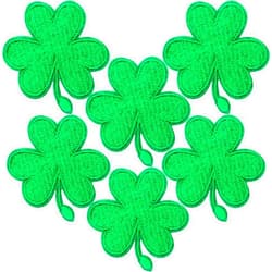 Zymise 6 Packs Irish Clover Embroidered Patches St. Patrick's Day Clover Sewing on Patches Dark Green Embroidered Emblem Lucky Shamrock Iron Sew on Ireland Patch for Clothes Bag Hat Crafting Projects