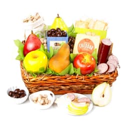 A Gift Inside Fruit, Cheese & Meat Classic Gift Basket by Fruitfully For Father's Day, Birthday, Thank You, Sympathy