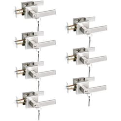 NEWBANG HARDWARE 7 Pack Square Heavy Duty Keyed Entry Door Lever in Brushed Nickel Finish，USHTL01-SN-ET-7P