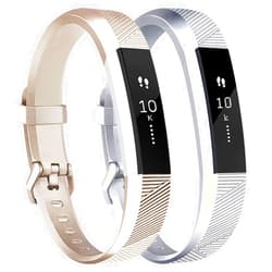 Tobfit Waterproof Sport Bands Compatible with Fit bit Alta/Alta HR/Ace, Soft TPU Replacement WristBands, Large, Champagne Gold/Silver