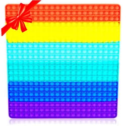 Woplagyreat Jumbo Big Large Fidget Toy, 441 Bubbles Push Giant Huge Rainbow Square Fidgets Autism ADHD Sensory Toys Cool Stuff Gift, Stress Relief Anxiety Kids Girl Boy Adult Mega Toys Birthday Gifts