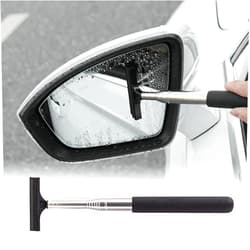 jeseny 1 PC Car Rearview Mirror Wiper Telescopic Auto Mirror Squeegee 98cm Long Handle Cleaning Tool Glass Mist Cleaner Black