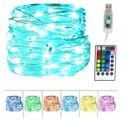 Twinkle Star USB Fairy String Lights, 33Ft 100 LED Waterproof 16 Colors Changing Sliver Wire Lights with 4 Lighting Modes Remote Control for Craft Bedroom Ceiling Christmas Decoration, Multicolor