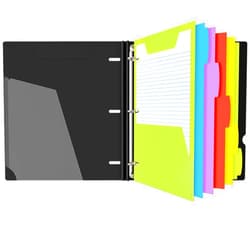 INFUN 1 INCH All-in-one Telescoping Binder Notebook , 1 INCH 3 Ring Binder with 1 Plastic Movable Pocket Folder,5 Plastic Subject Dividers and 30 sheets Graph Paper and 30 sheets College Ruled Paper , Holds 225 Sheets-Black
