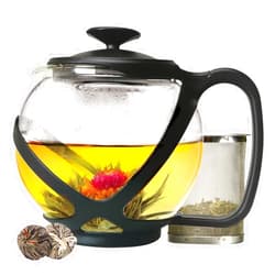 Primula Tempo Glass Teapot with 2 Flowering Teas, 40 oz, Black