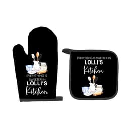 FIicy Lolli Gifts for Grandma Oven Mitts and Pot Holders Sets, Gifts forLolli from Grandkids Kitchen Accessories Sets, Sweeter in Lolli’s Kitchen Heat Resistant Oven Glove Potholders forKitchen
